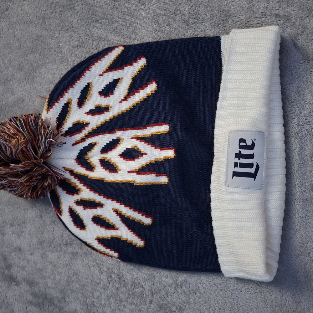 Kids Pom-Pom Beanie - Navy and White